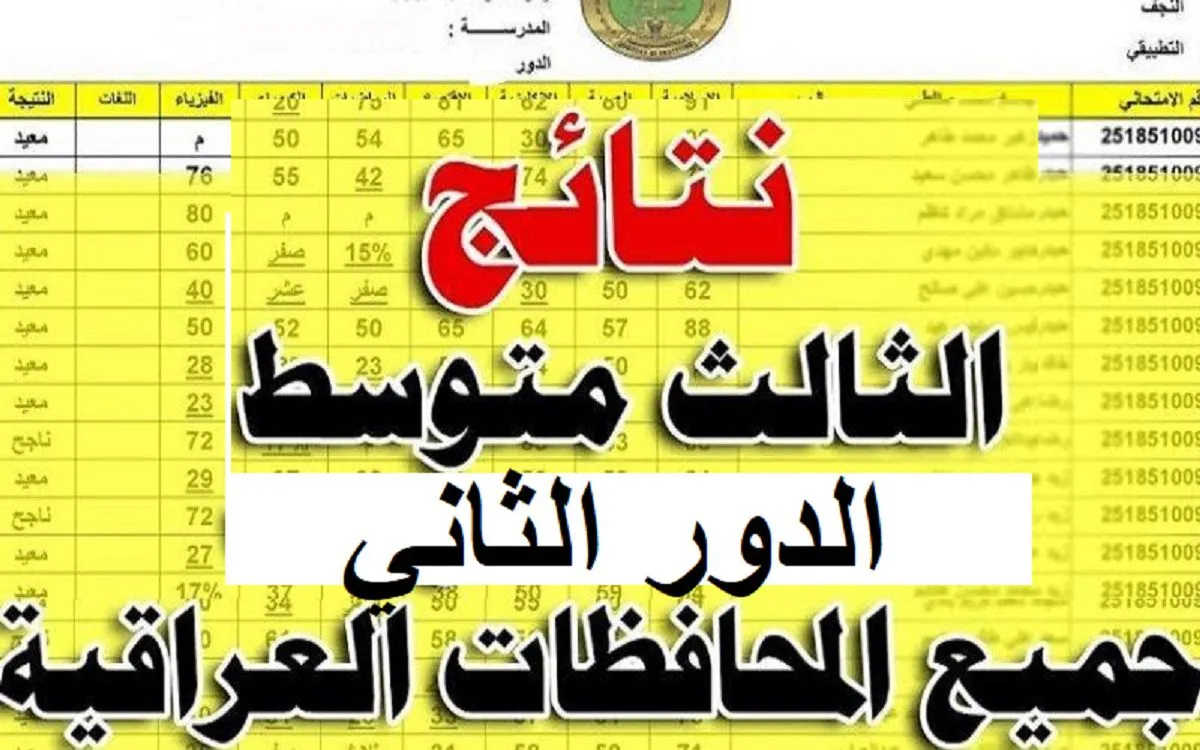 PDF نتائج الثالث المتوسط للدور الثاني 2024 عبر رابط موقع نتائجنا على التليجرام 5 PDF نتائج الثالث المتوسط للدور الثاني 2024 عبر رابط موقع نتائجنا على التليجرام