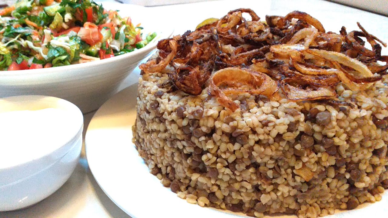 طريقة عمل مجدرة الأرز بالعدس 2 طريقة عمل مجدرة الأرز بالعدس