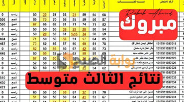 نتائج الصف الثالث المتوسط الدور الثاني