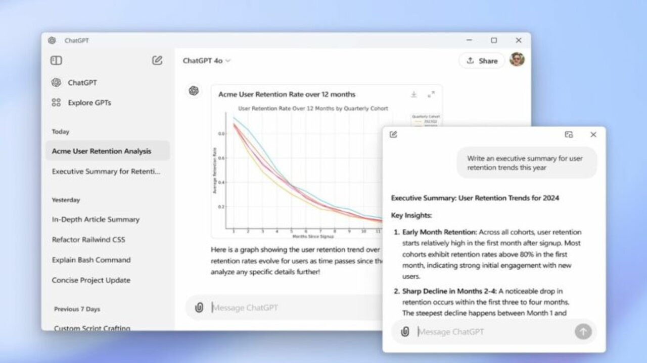 OpenAI… تطلق تطبيق شات جي بي تي على نظام ويندوز