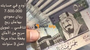 أودع في حسابك 7.500.000 ريال سعودي بهامش ربح تنافسي . تمويل سريع من الأمثل بخطة سداد مرنة تصل 3 سنوات