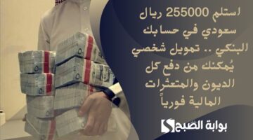 استلم 255000 ريال سعودي في حسابك البنكي . تمويل شخصي يُمكنك من دفع كل الديون والمتعثرات المالية فورياً