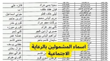 اسماء المشمولين بالرعاية الاجتماعية 1