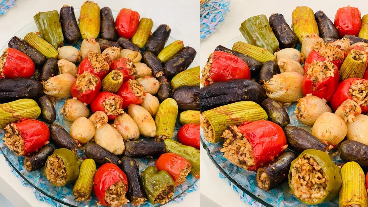 طريقة عمل المحشي المشكل بالأرز واللحمة والمفرومة 2 طريقة عمل المحشي المشكل بالأرز واللحمة والمفرومة