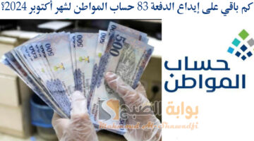 كم باقي على إيداع الدفعة 83 حساب المواطن لشهر أكتوبر 2024؟