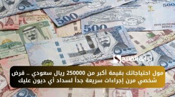 مول احتياجاتك بقيمة أكبر من 250000 ريال سعودي . قرض شخصي مرن إجراءات سريعة جداً لسداد أي ديون عليك