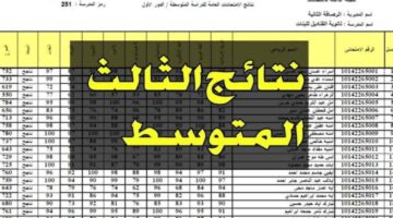 نتائج الثالث متوسط الدور الثالث في العراق 2024 بالاسم والرقم الامتحاني