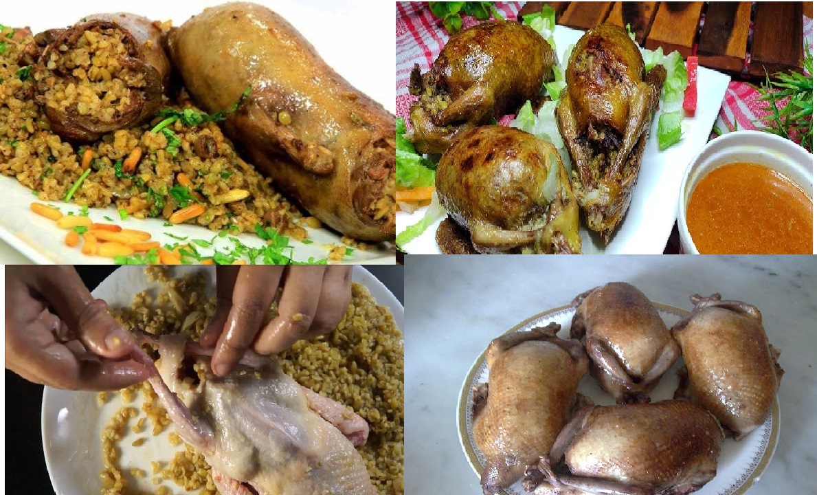 عجب كل اللي جربوه جدااا .. طريقة عمل حمام محشي بالفريك اللذيذ الشهي 
