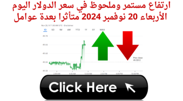 ارتفاع مستمر وملحوظه في سعر الدولار اليوم الأربعاء 20 نوفمبر 2024 متأثرا بعدة عوامل