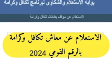 الاستعلام عن معاش تكافل وكرامة بالرقم القومي