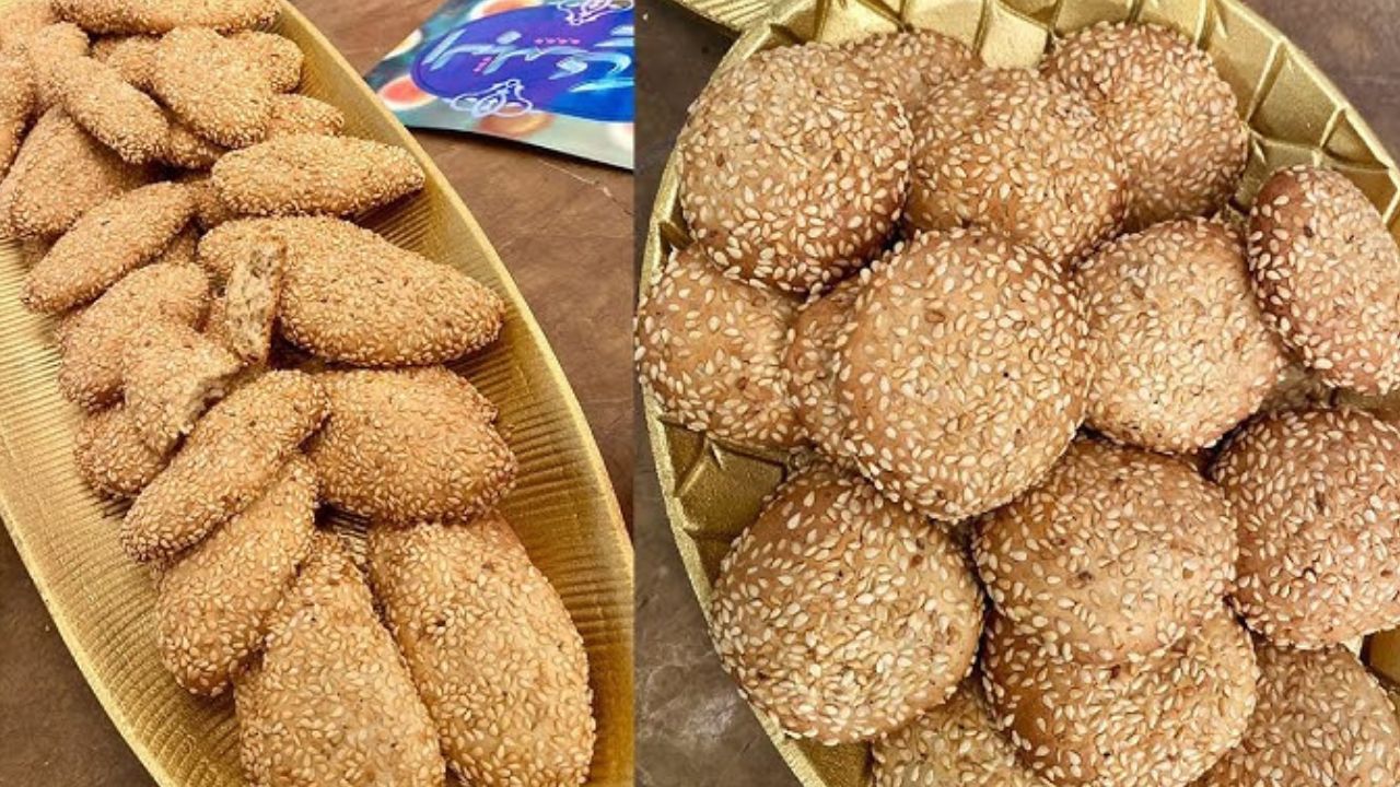 طريقة عمل بسكويت السمسم السريع في البيت للفطار الصبح مع كوباية شاي