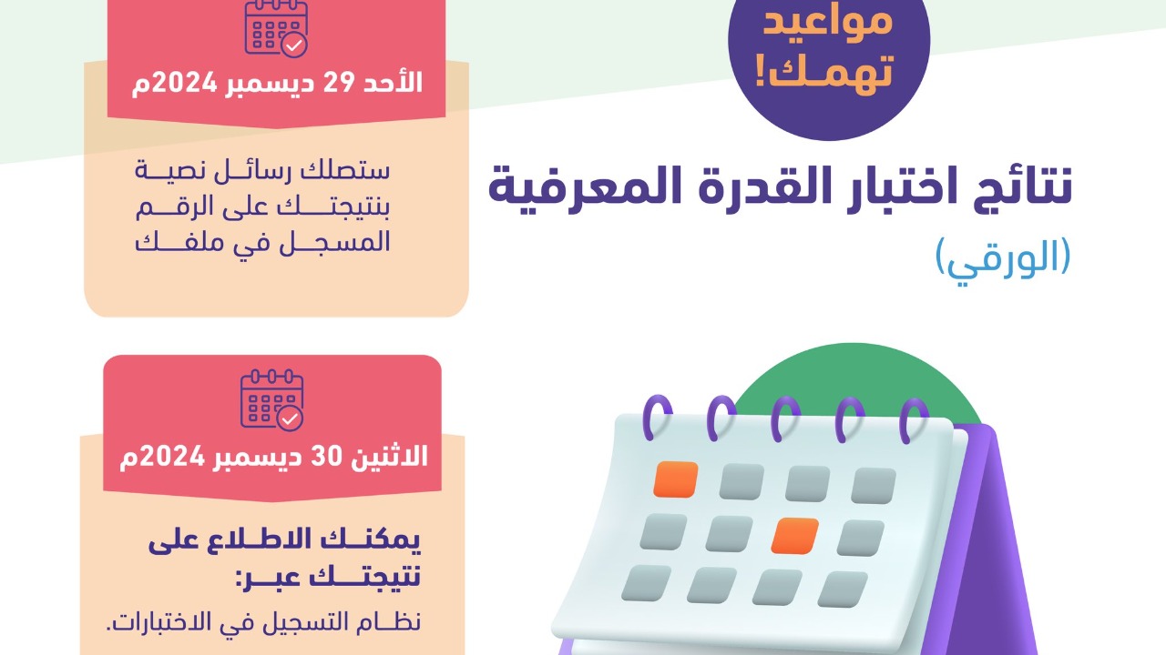متي تظهر نتيجة اختبار القدرة المعرفية 1446 وخطوات الاستعلام عبر موقع قياس 2 متي تظهر نتيجة اختبار القدرة المعرفية 1446 وخطوات الاستعلام عبر موقع قياس