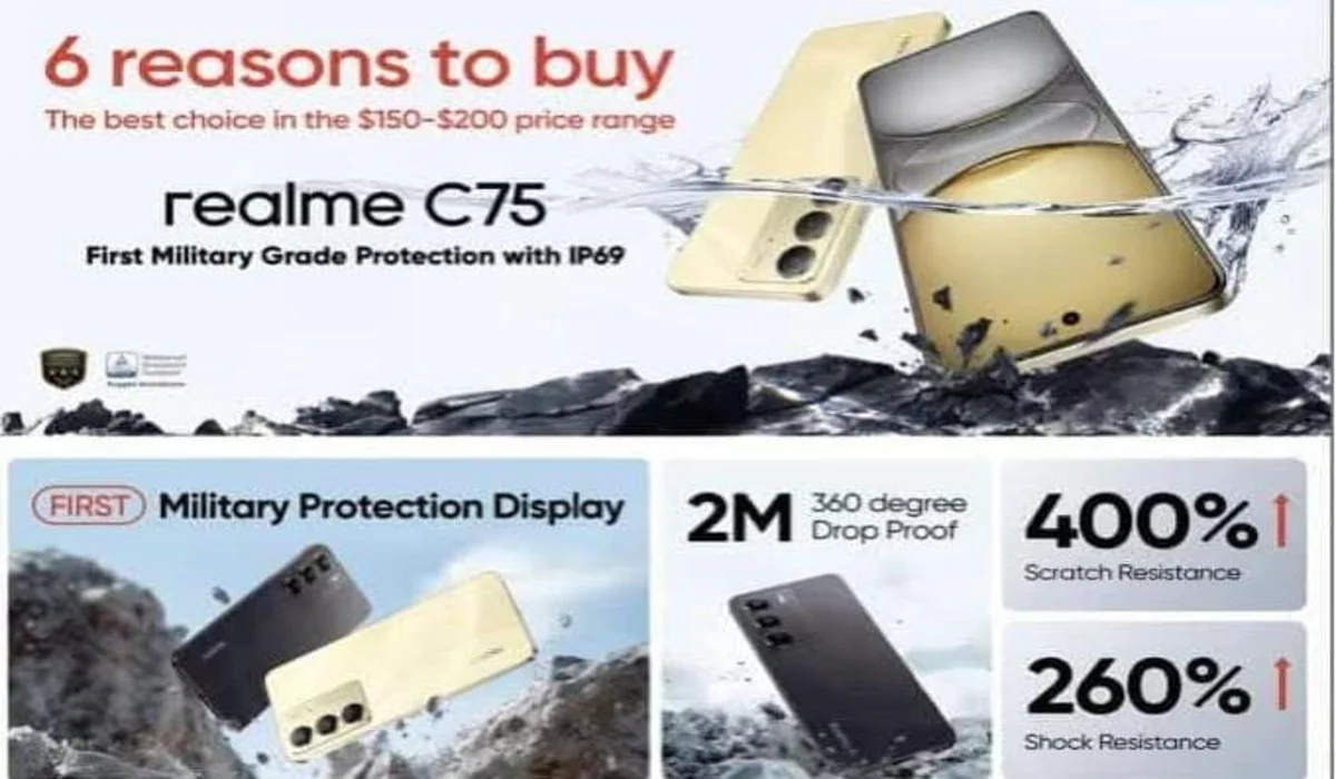 ريلمي تزيح الستار عن هاتفها الجديد Realme C75 مقاوم للماء وبكاميرا 50 ميجابكسل 