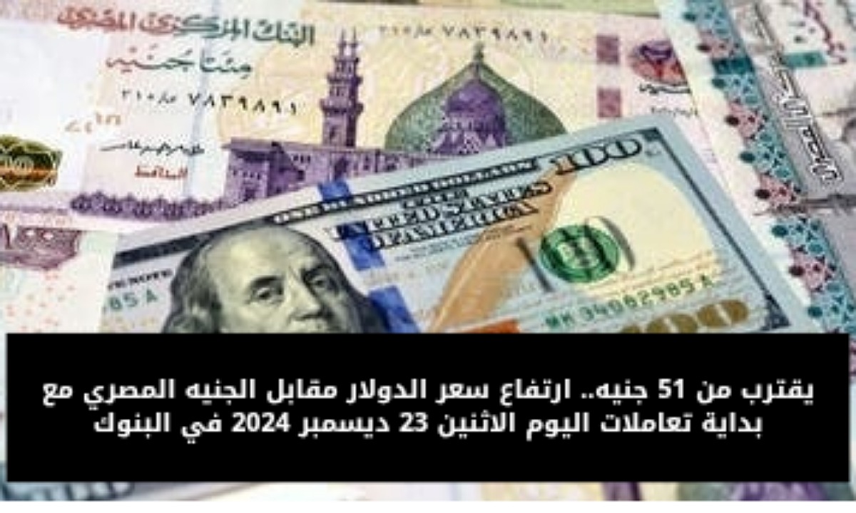 يقترب من 51 جنيه.. ارتفاع سعر الدولار مقابل الجنيه المصري مع بداية تعاملات اليوم الاثنين 23 ديسمبر 2024 في البنوك
