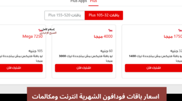 اسعار باقات فودافون الشهرية 2025