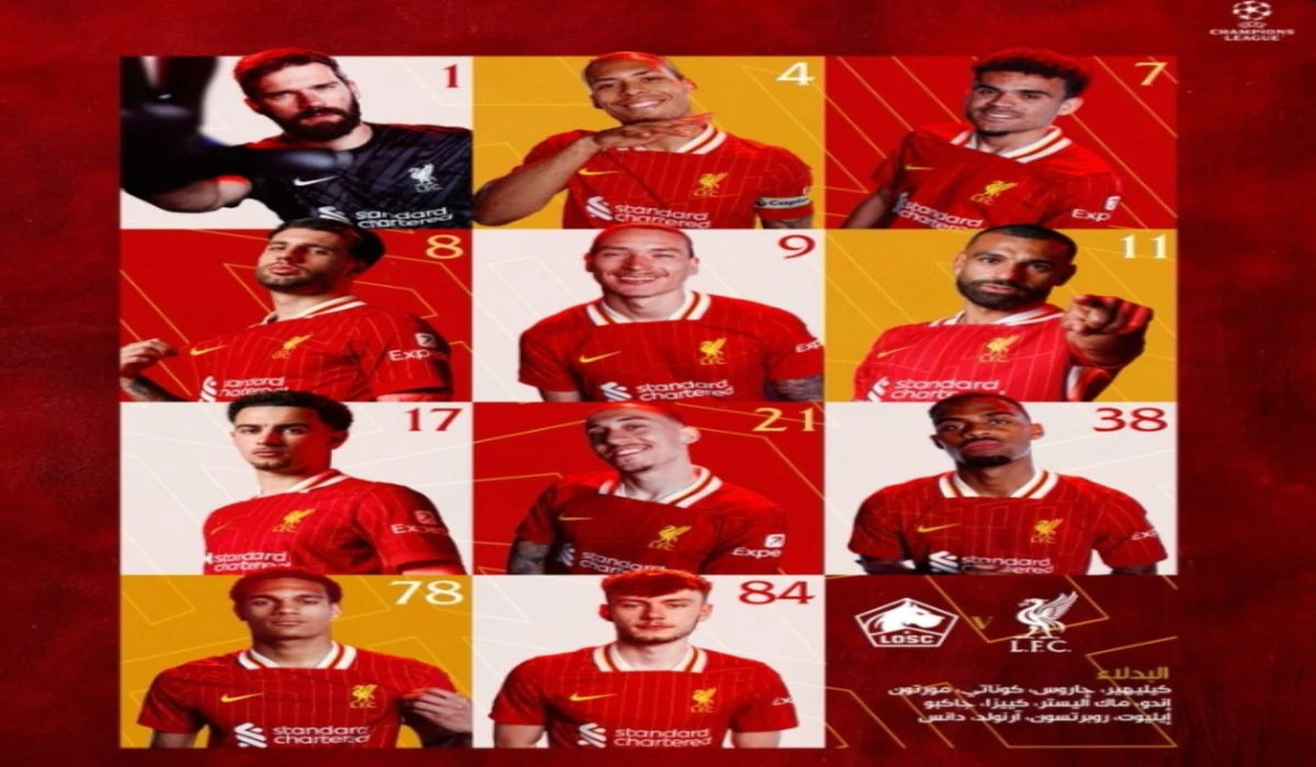 تشكيل ليفربول ضد ليل الرسمي بدوري أبطال أوروبا 2025 