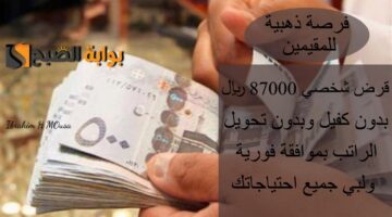 فرصة ذهبية للمقيمين قرض شخصي 87000