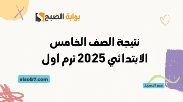 نتيجة الصف الخامس الابتدائي 2025 بالاسم ورقم الجلوس