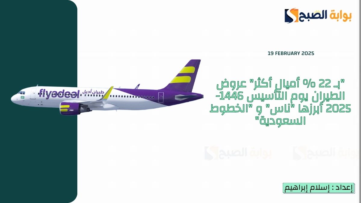 "بـ 22 % أميال أكثر" عروض الطيران يوم التأسيس 1446-2025 أبرزها "ناس" و "الخطوط السعودية" 3 “بـ 22 % أميال أكثر” عروض الطيران يوم التأسيس 1446-2025 أبرزها “ناس” و “الخطوط السعودية”