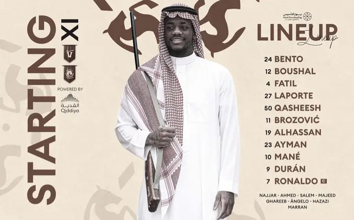 تشكيلة النصر ضد الاتفاق الرسمية في دوري روشن السعودي 2025