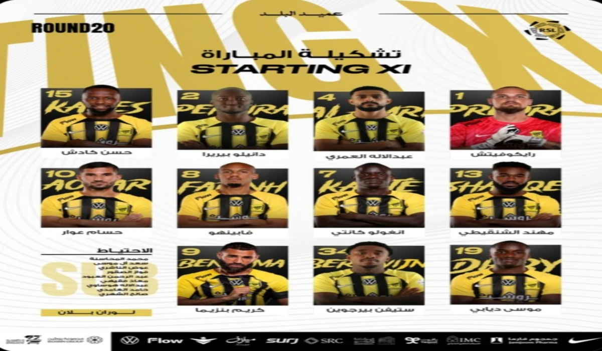 تشكيلة الاتحاد ضد الوحدة الرسمية al wehda vs al ittihad في دوري روشن السعودي 2025