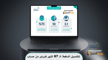 تفاصيل الدفعة الـ 87 لشهر فبراير من حساب المواطن. 3.1 مليارات ريال لمستفيدي الدعم