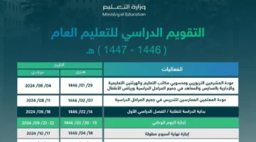جدول العام الدراسي
