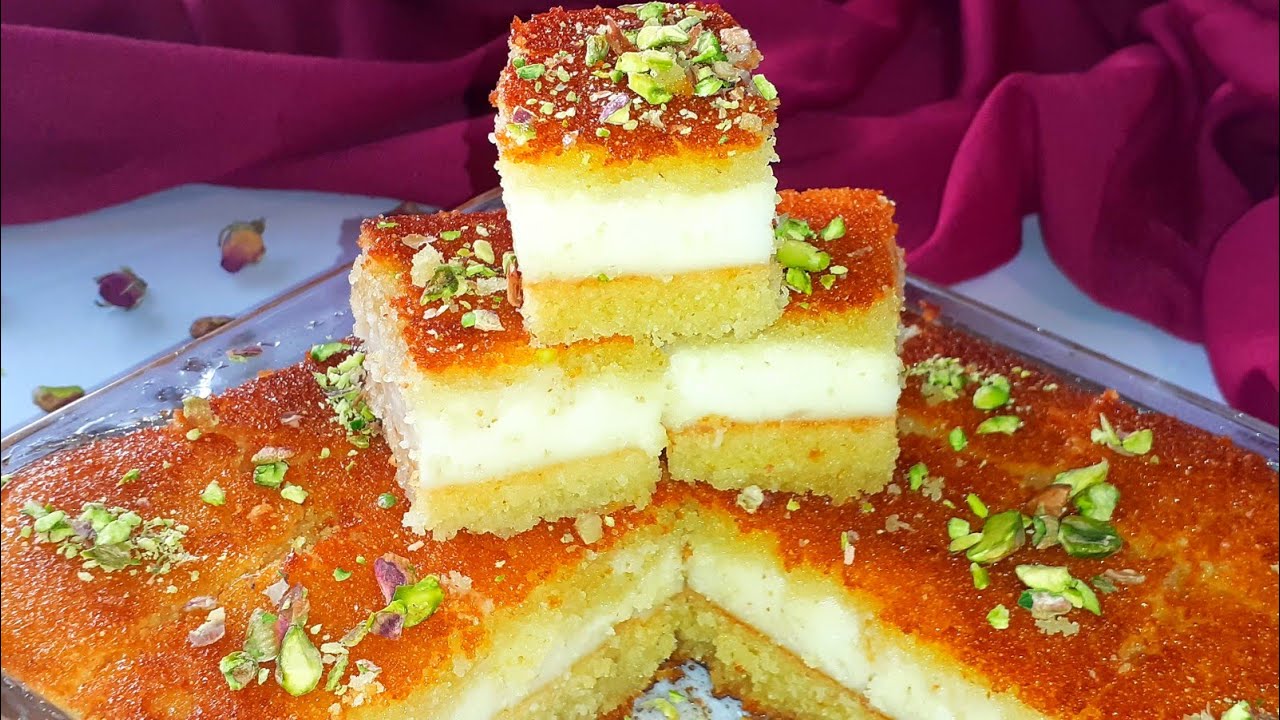 رمضان جانا.. اعملي البسبوسة بالقشطة السايحة على طريقة الحلواني اللذيذة بطعم جنان