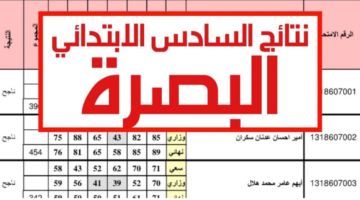 نتائج السادس الابتدائي 2024 البصرة 1 1