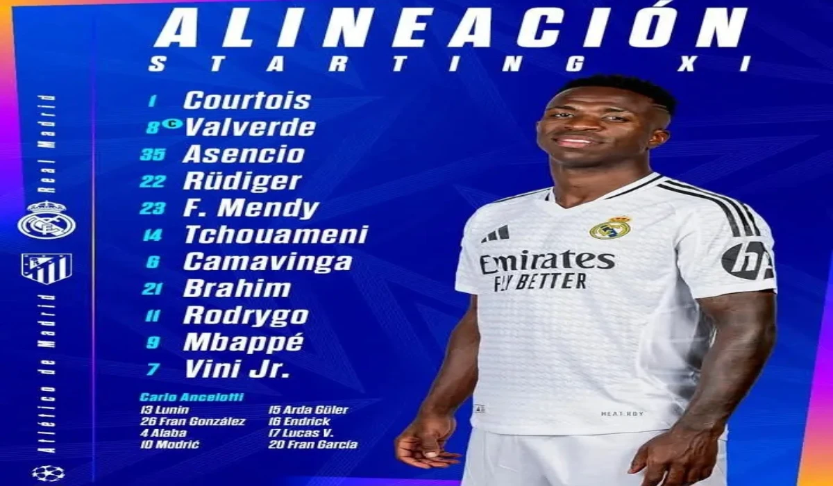 تشكيلة ريال مدريد ضد أتلتيكو مدريد الرسمية real madrid vs atlético madrid في دوري أبطال أوروبا 2025