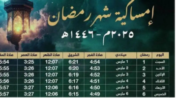 مواقيت الامساك الجزائر العاصمة خلال شهر رمضان 2025