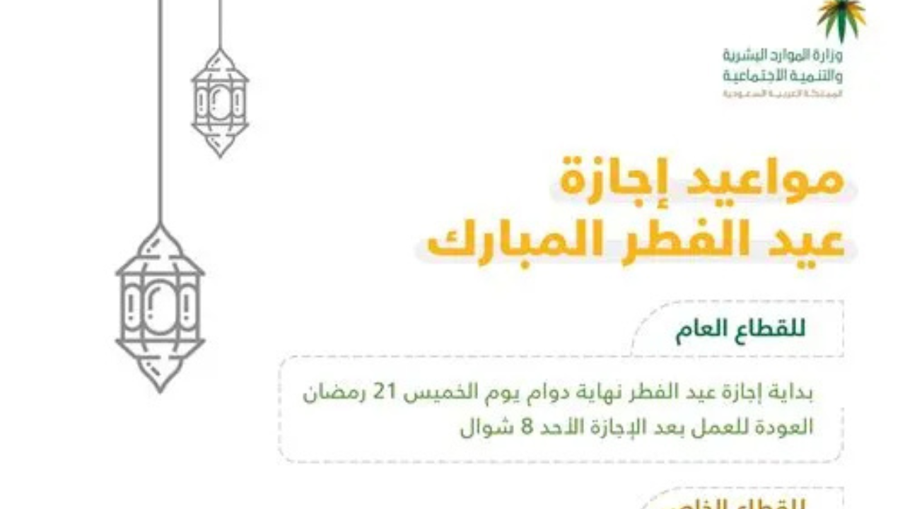 موعد إجازة عيد الفطر للقطاع الخاص 2025 في السعودية ومواعيد صلاة عيد الفطر 2025 في مدن السعودية