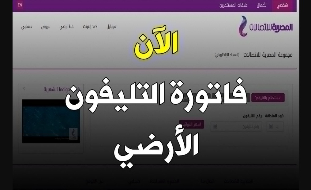 الاستعلام عن فاتورة التليفون الأرضي شهر أبريل 2025 عبر موقع المصرية للاتصالات وطرق الدفع 2 الاستعلام عن فاتورة التليفون الأرضي شهر أبريل 2025 عبر موقع المصرية للاتصالات وطرق الدفع